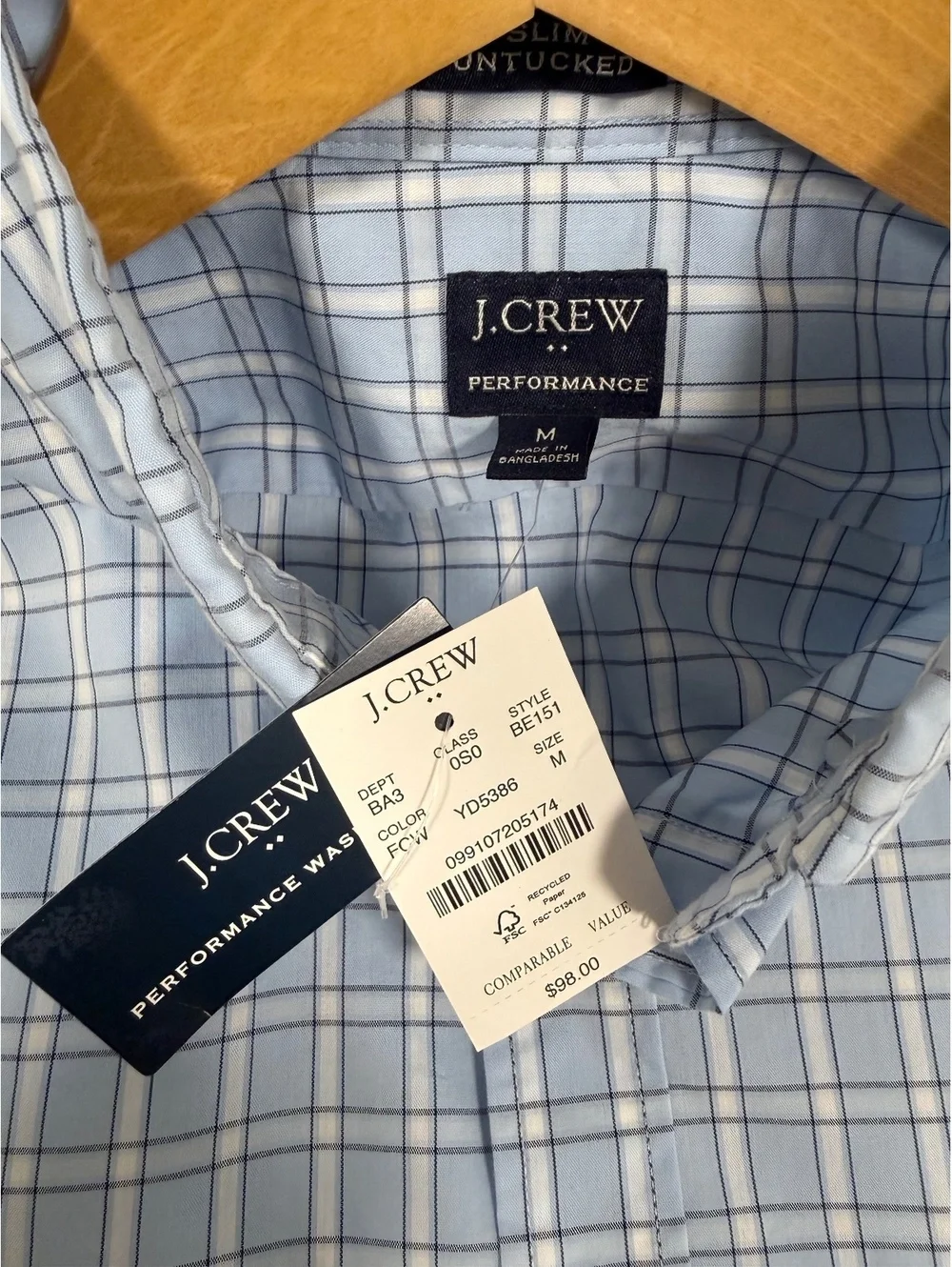 J.Crew NWT Performance Slim preppy cowboy core clean cut Blue Shirt Med